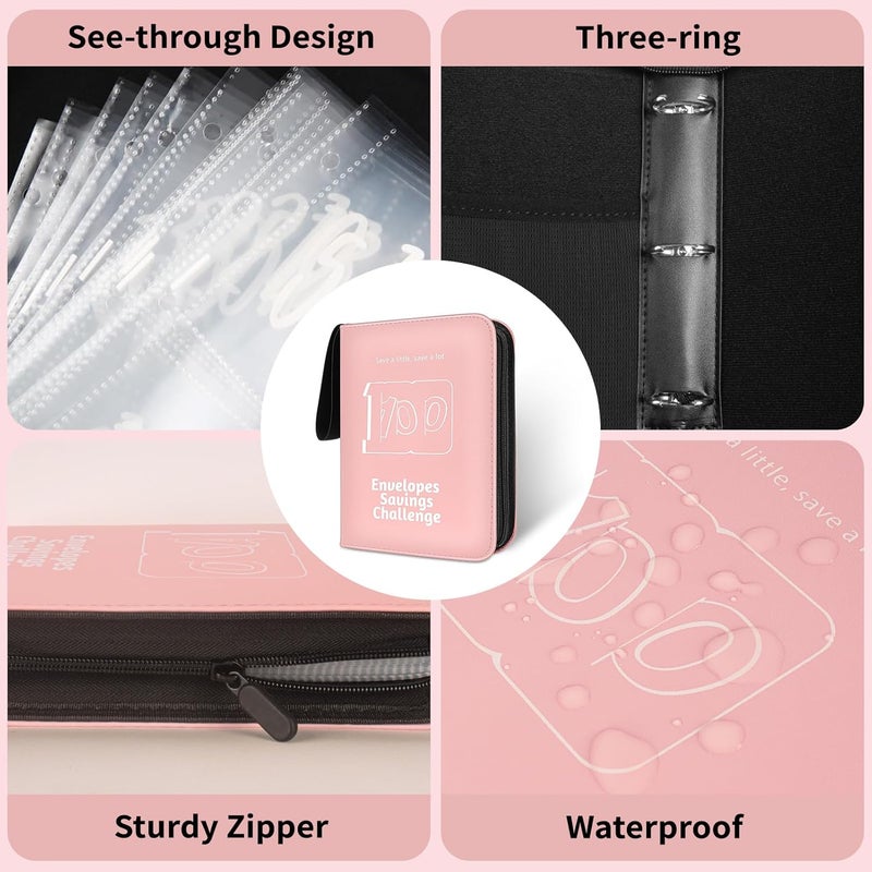 RONMONG 100 Envelope Challenge Binder, 2025 Upgrade 100 Envelopes Money Saving Challenge, Savings Challenges Book with Challenge Tracker to Save $5,050 - Image 4
